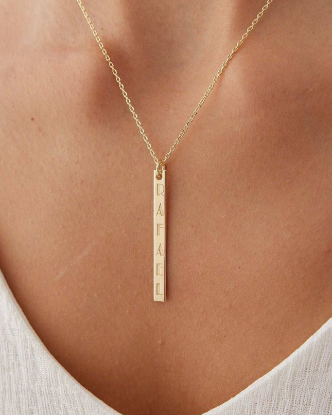 Personalized Vertical Name Bar Necklace Dabas Minimalist