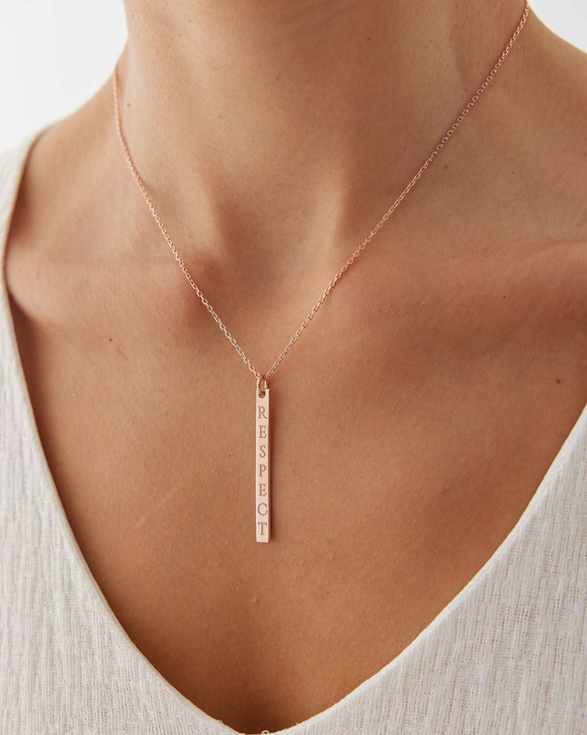 Personalized Vertical Name Bar Necklace Dabas Minimalist
