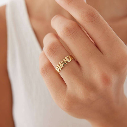 Custom Name Ring - 18K Gold-Plated Sterling Silver - Dabas Minimalist