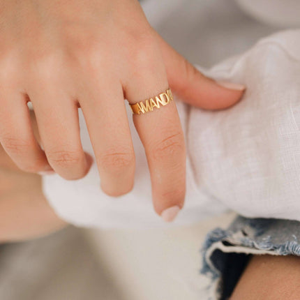 Custom Name Ring - 18K Gold-Plated Sterling Silver - Dabas Minimalist