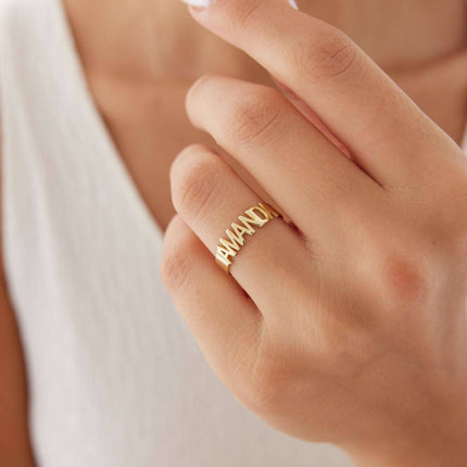 Custom Name Ring - 18K Gold-Plated Sterling Silver - Dabas Minimalist