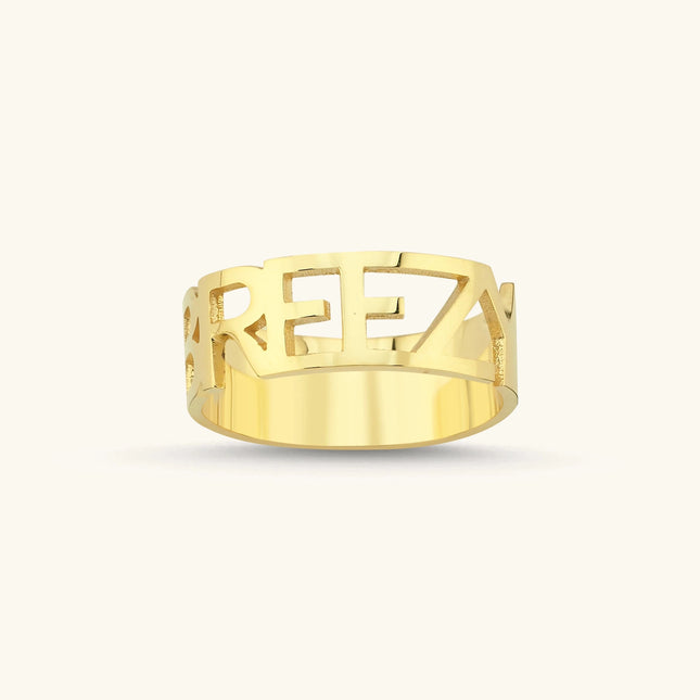 Custom Name Ring - 18K Gold-Plated Sterling Silver - Dabas Minimalist