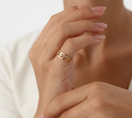 Custom Name Ring - 18K Gold-Plated Sterling Silver - Dabas Minimalist