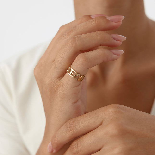 Custom Name Ring - 18K Gold-Plated Sterling Silver - Dabas Minimalist
