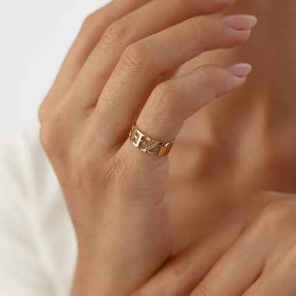 Custom Name Ring - 18K Gold-Plated Sterling Silver - Dabas Minimalist