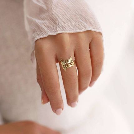 Personalized Double Name Ring - 18K Gold-Plated Sterling Silver - Dabas Minimalist