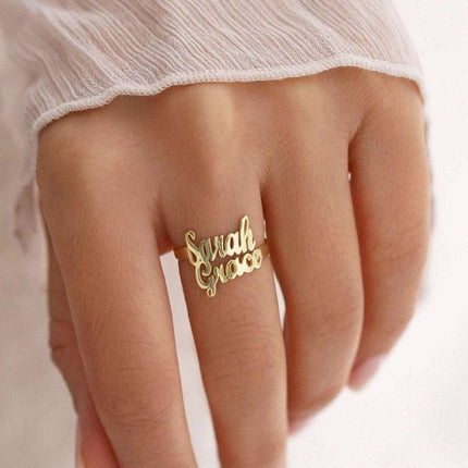 Personalized Double Name Ring - 18K Gold-Plated Sterling Silver - Dabas Minimalist