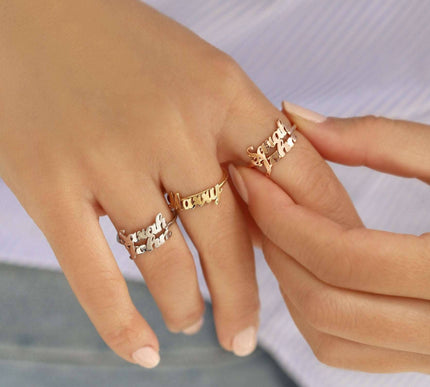 Personalized Double Name Ring - 18K Gold-Plated Sterling Silver - Dabas Minimalist