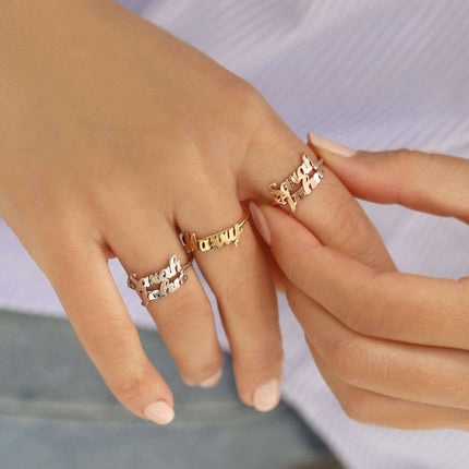 Personalized Double Name Ring - 18K Gold-Plated Sterling Silver - Dabas Minimalist