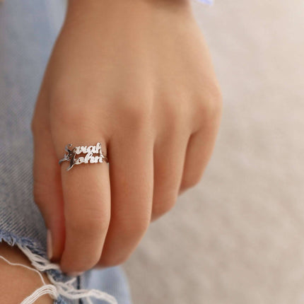 Personalized Double Name Ring - 18K Gold-Plated Sterling Silver - Dabas Minimalist