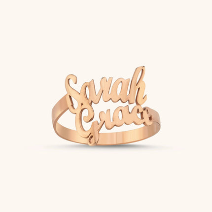 Personalized Double Name Ring - 18K Gold-Plated Sterling Silver - Dabas Minimalist