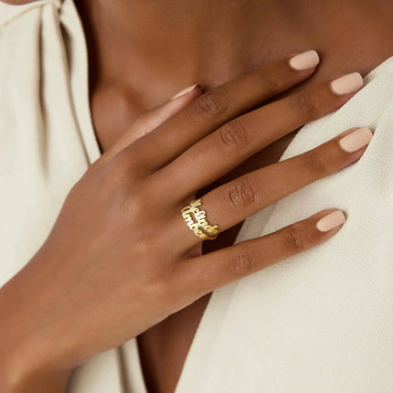 Personalized Double Name Ring - 18K Gold-Plated Sterling Silver - Dabas Minimalist