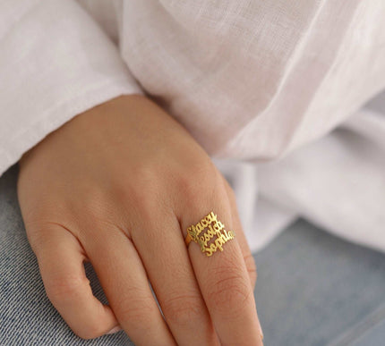 Personalized Family Name Ring - Triple Name Ring - 925K Sterling Silver for Women - Dabas Minimalist
