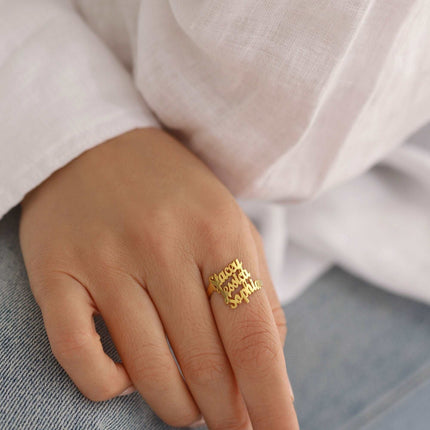 Personalized Family Name Ring - Triple Name Ring - 925K Sterling Silver for Women - Dabas Minimalist