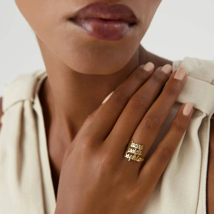 Personalized Family Name Ring - Triple Name Ring - 925K Sterling Silver for Women - Dabas Minimalist