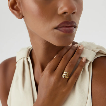 Personalized Family Name Ring - Triple Name Ring - 925K Sterling Silver for Women - Dabas Minimalist