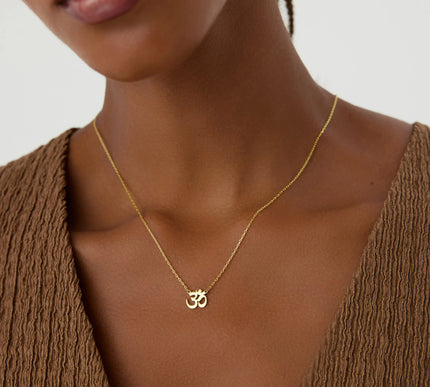 Om Necklace – 18K Gold-Plated Sterling Silver Spiritual Jewelry - Dabas Minimalist