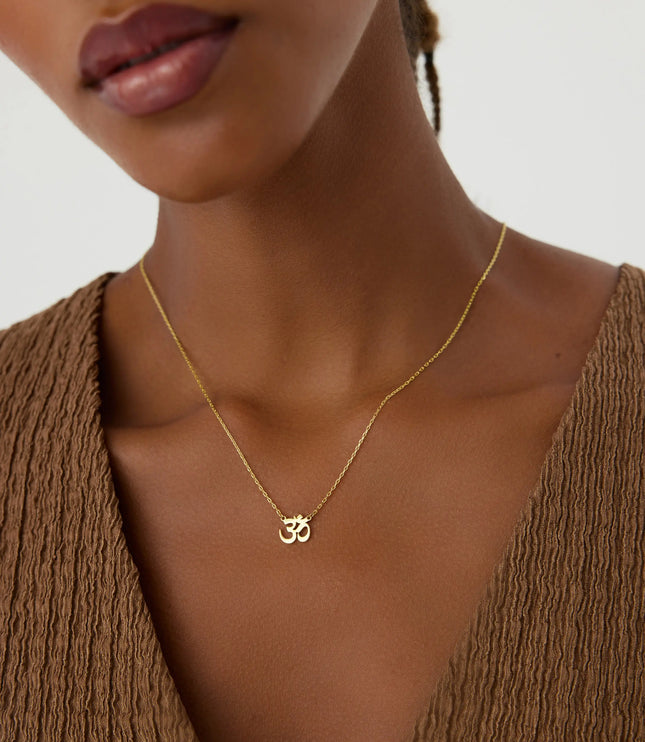 Om Necklace – 18K Gold-Plated Sterling Silver Spiritual Jewelry - Dabas Minimalist