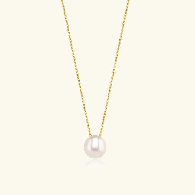 Single Pearl Necklace – 18K Gold-Plated Sterling Silver Simple Pearl Pendant Necklace - Dabas Minimalist
