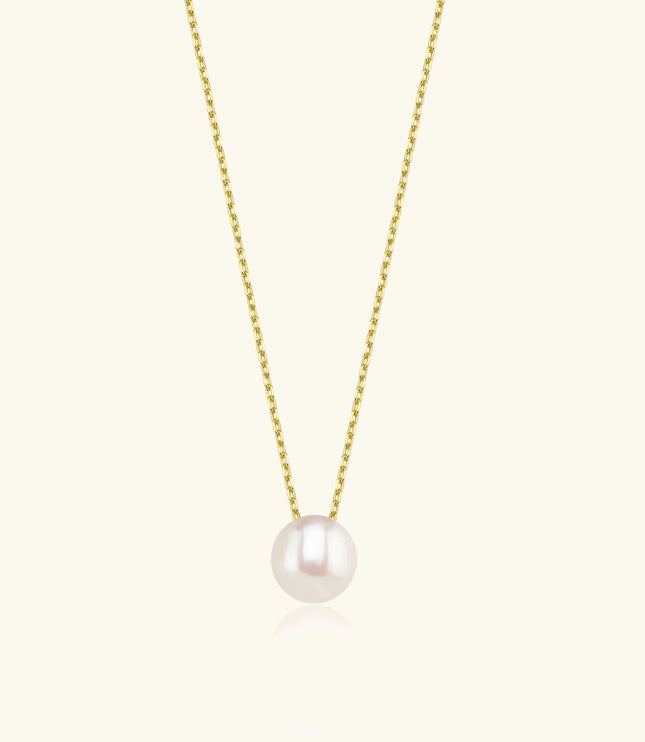 Single Pearl Necklace – 18K Gold-Plated Sterling Silver Simple Pearl Pendant Necklace - Dabas Minimalist