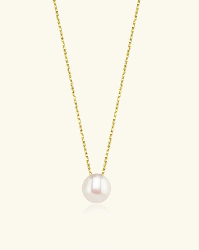Single Pearl Necklace – 18K Gold-Plated Sterling Silver Simple Pearl Pendant Necklace - Dabas Minimalist