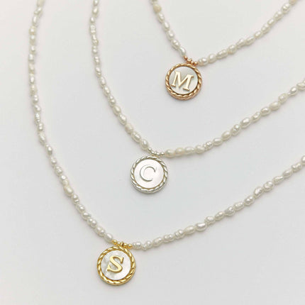 Freshwater Pearl Initial Pendant Necklace – 18K Gold-Plated Sterling Silver - Dabas Minimalist