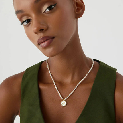 Freshwater Pearl Initial Pendant Necklace – 18K Gold-Plated Sterling Silver - Dabas Minimalist