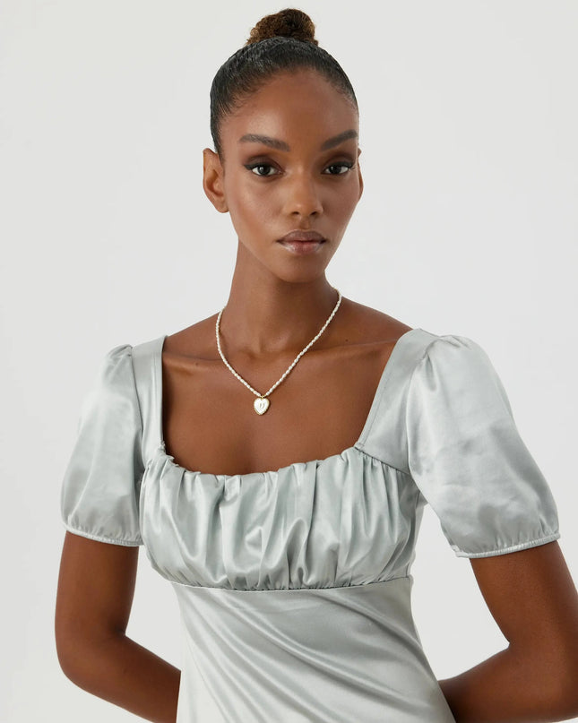 Mother of Pearl Heart Pendant Initial Necklace with Pearl Beaded, 18K Gold-Plated Sterling Silver - Dabas Minimalist