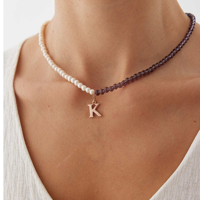 Personalized Gemstone and Pearl Beaded Necklace Dabas Minimalist