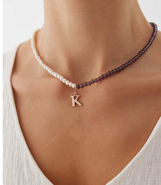 Personalized Gemstone and Pearl Beaded Necklace Dabas Minimalist