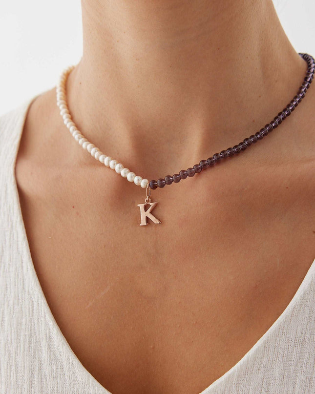 Personalized Gemstone and Pearl Beaded Necklace Dabas Minimalist