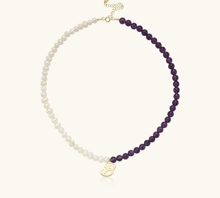 Personalized Gemstone and Pearl Beaded Necklace Dabas Minimalist
