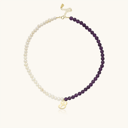 Personalized Gemstone and Pearl Beaded Necklace Dabas Minimalist