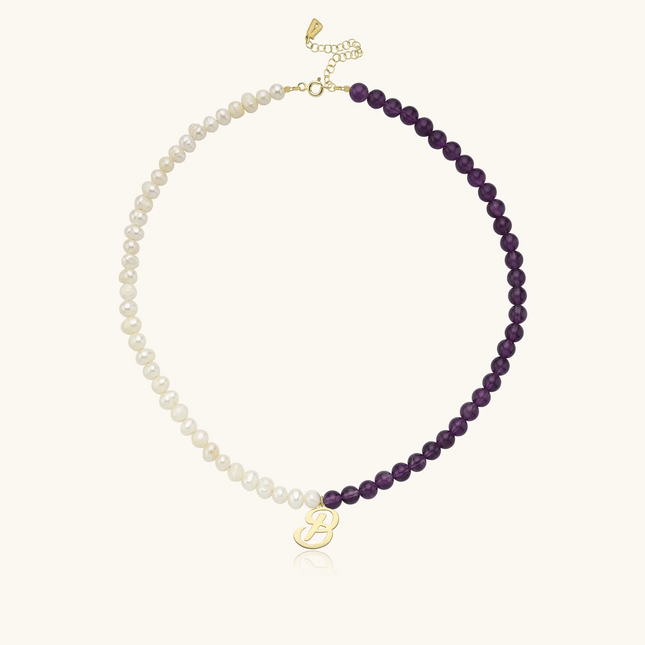 Personalized Gemstone and Pearl Beaded Necklace Dabas Minimalist