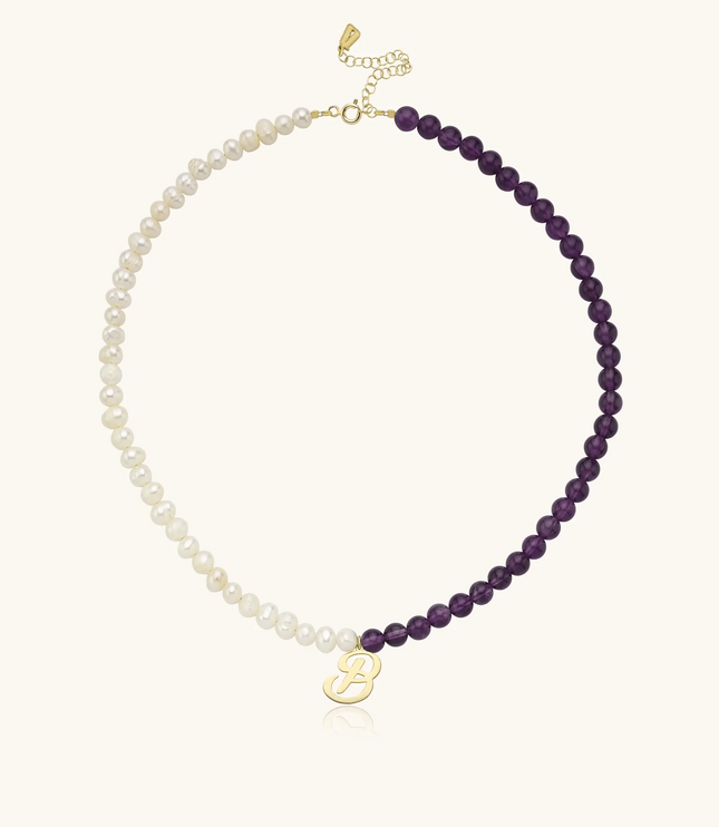 Personalized Gemstone and Pearl Beaded Necklace Dabas Minimalist