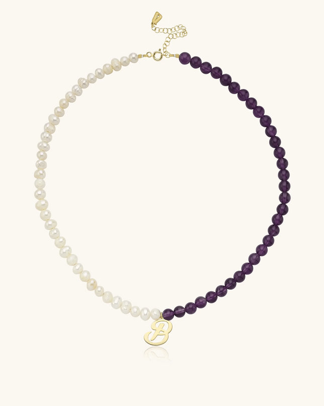 Personalized Gemstone and Pearl Beaded Necklace Dabas Minimalist