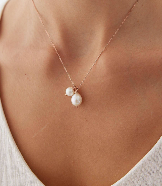 Tiny Freshwater Natural Pearl Bridesmaid Necklace Dabas Minimalist