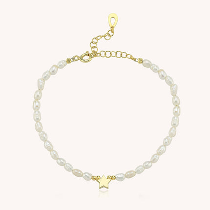 Star and Freshwater Pearl Bracelet – 18K Gold-Plated Sterling Silver - Dabas Minimalist