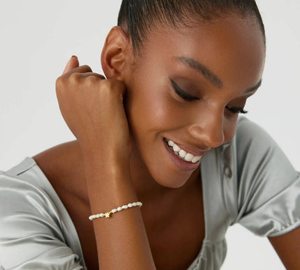 Star and Freshwater Pearl Bracelet – 18K Gold-Plated Sterling Silver - Dabas Minimalist