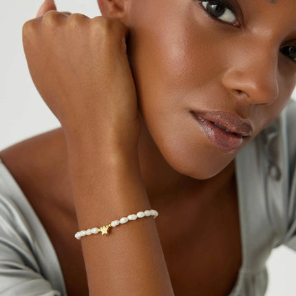 Star and Freshwater Pearl Bracelet – 18K Gold-Plated Sterling Silver - Dabas Minimalist