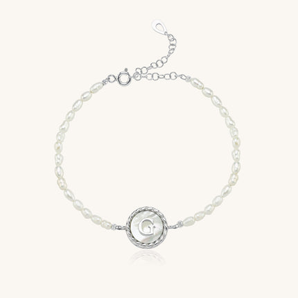 Freshwater Pearl Initial Bracelet – 18K Gold-Plated Sterling Silver Dabas Minimalist