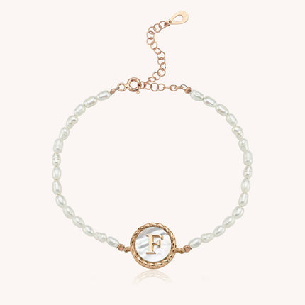 Freshwater Pearl Initial Bracelet – 18K Gold-Plated Sterling Silver Dabas Minimalist