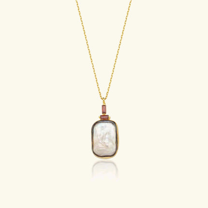 Baroque Pearl and Baguette Diamond Pendant Necklace - Dabas Minimalist