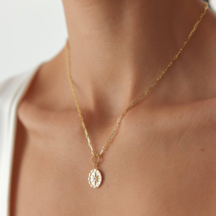 Compass Star Necklace – 18K Gold-Plated Sterling Silver Pendant Necklace - Dabas Minimalist