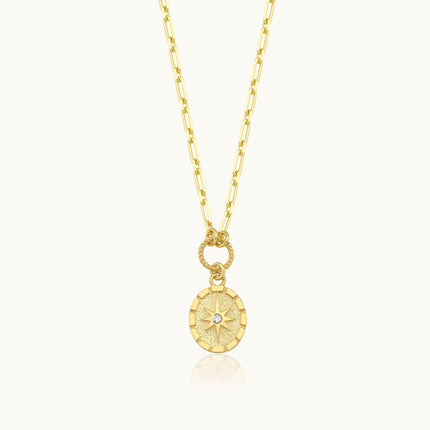 Compass Star Necklace – 18K Gold-Plated Sterling Silver Pendant Necklace - Dabas Minimalist