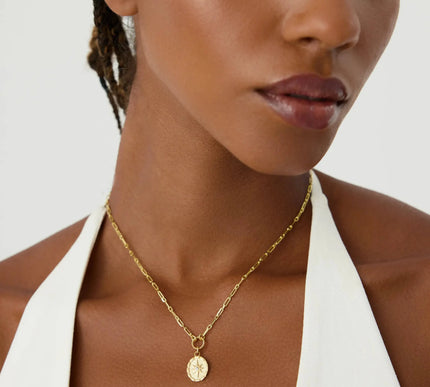 Compass Star Necklace – 18K Gold-Plated Sterling Silver Pendant Necklace - Dabas Minimalist
