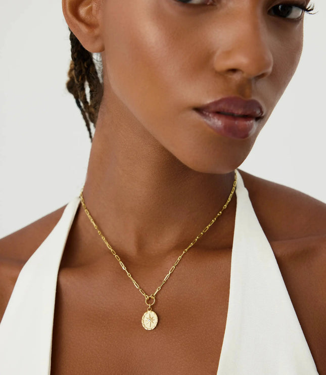 Compass Star Necklace – 18K Gold-Plated Sterling Silver Pendant Necklace - Dabas Minimalist