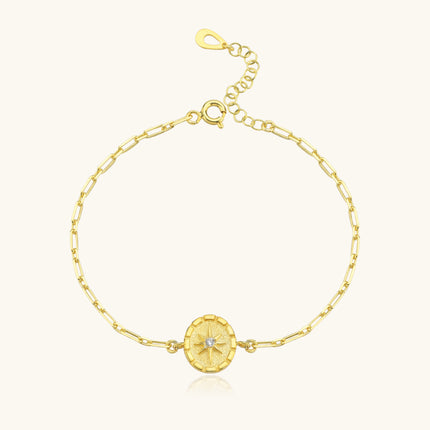 Compass Star Bracelet – 18K Gold-Plated Sterling Silver Chain Bracelet - Dabas Minimalist