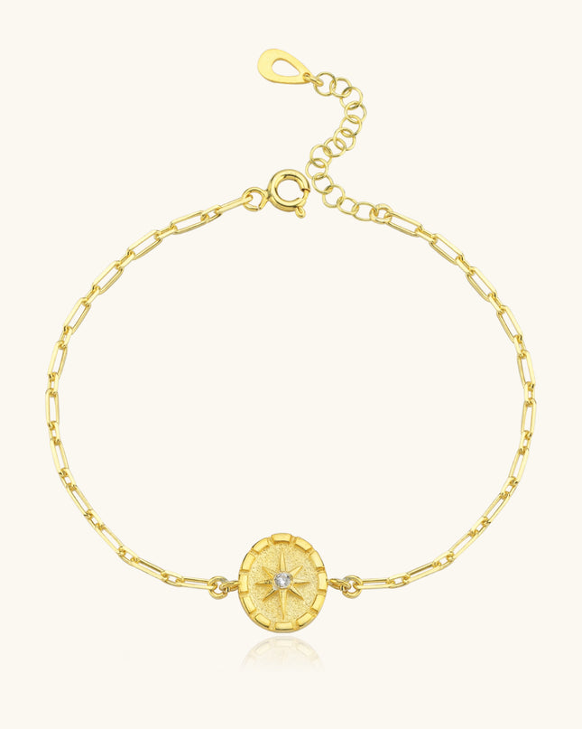Compass Star Bracelet – 18K Gold-Plated Sterling Silver Chain Bracelet - Dabas Minimalist