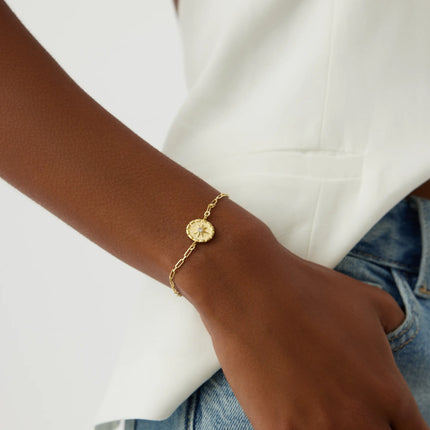 Compass Star Bracelet – 18K Gold-Plated Sterling Silver Chain Bracelet - Dabas Minimalist